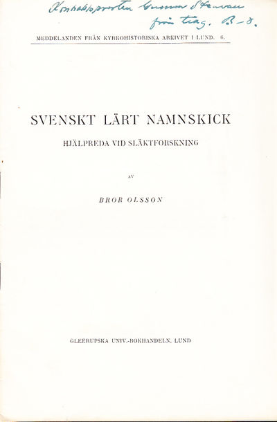 Svenskt lärt namnskick. Hjälpreda vid…