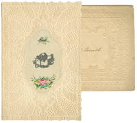 Intricate Lace Pattern with Silk Center and a Pair of Love Birds