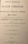 View Image 2 of 4 for CRITICAL DICTIONARY OF ENGLISH LITERATURE AND BRITISH AND AMERICAN AUTHORS, LIVING AND DECEASED, FRO... Inventory #58441