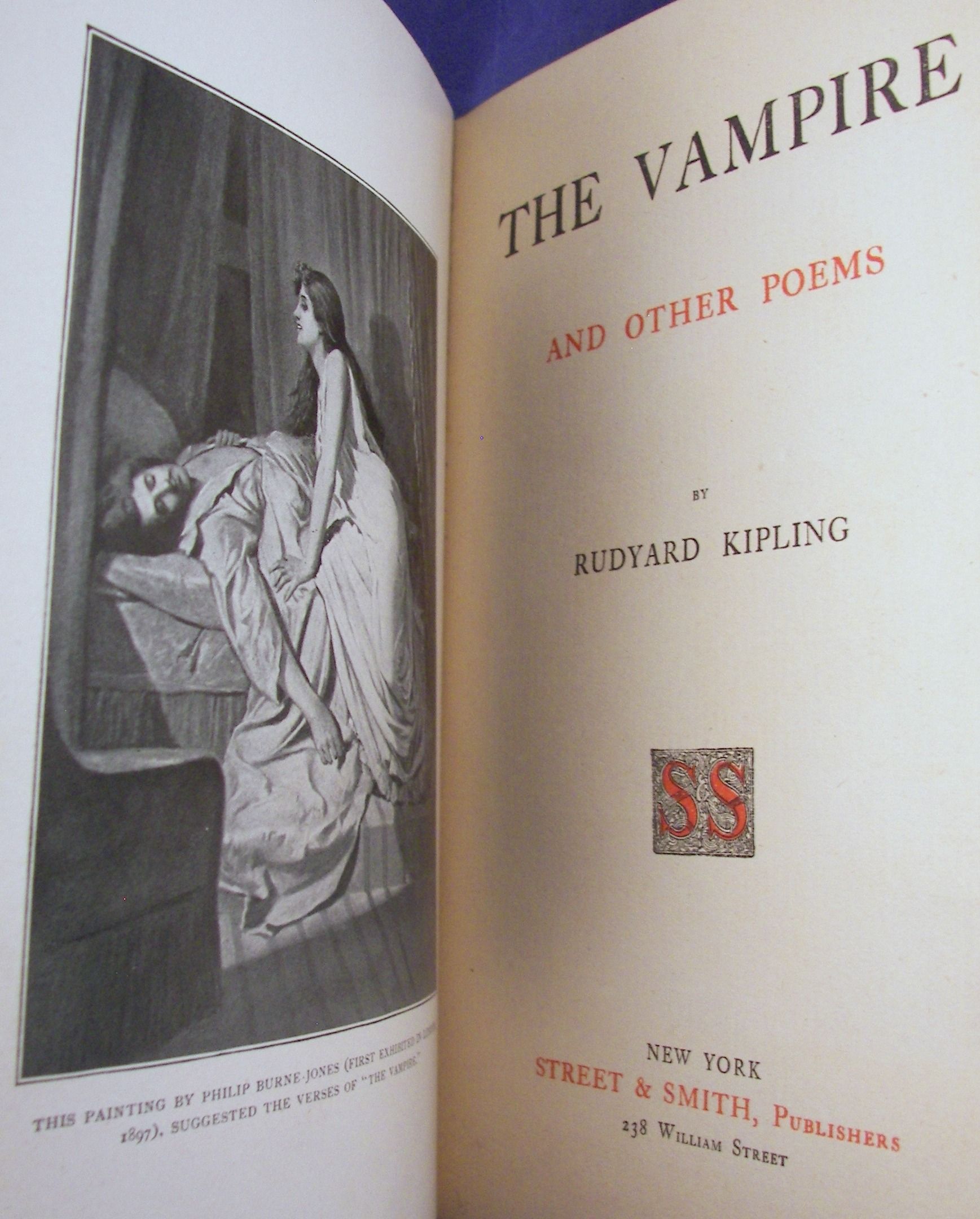 The Vampire and Other Poems by Rudyard Kipling Hardcover Circa 1899