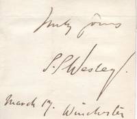 Signature and end of Autograph Letter Signed (Samuel Sebastian, 1810-1876, Organist & Composer) by WESLEY - from Sophie Dupre (SKU: 39059)