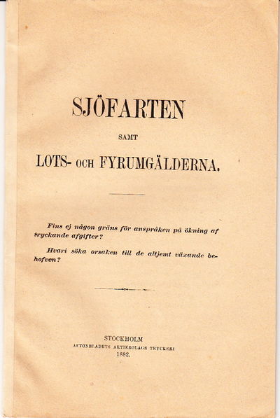 Sjöfarten samt lots- och fyrumgälderna. Fins ej…