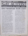 Gay Activist: vol. 5, #1, April-May 1976: GAA Vandalized & S.O.B. Zap!