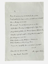 Autograph letter signed by philologist and classical scholar Alfred Holder (1840-1916) about manuscripts in Lambeth Palace Library