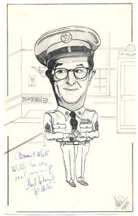 Phil Silvers Autograph on an Original Sketch of Sgt Bilko by Phil Silvers