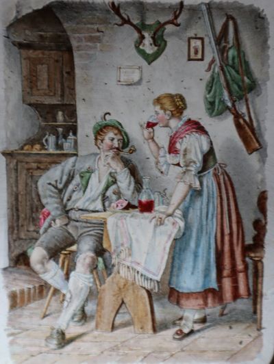 Gemälde auf Spinnengewebe. Painting on Cobweb. Peinture sure toile d'araignée.; "Dein Wohl", painting by Rudolf Epp