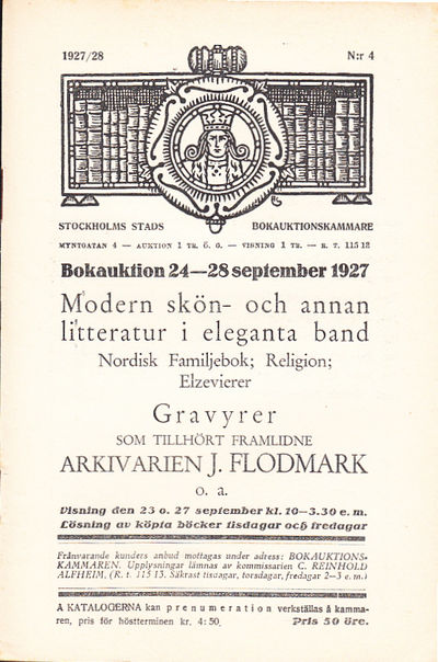 Bokauktion den 24-28 september 1927. Modern skön-…