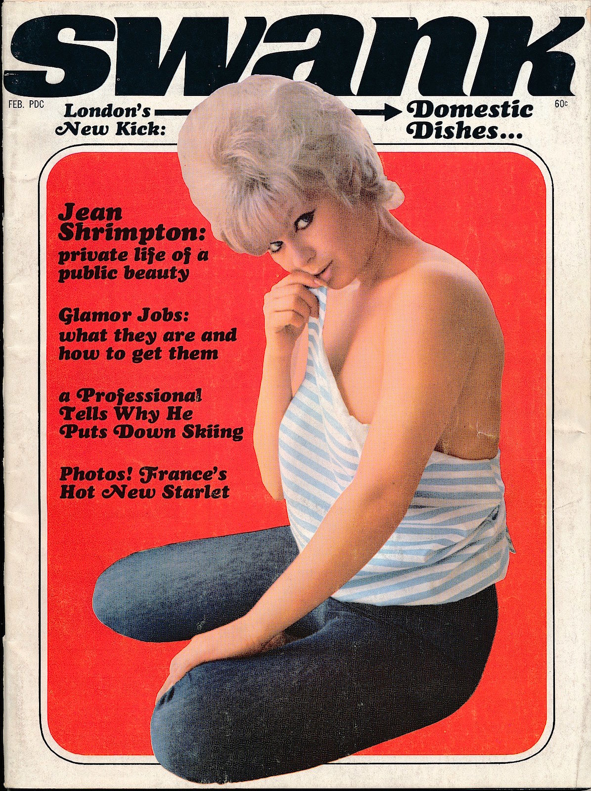 Swank (Vintage pinup magazine, Terry Higgins cover, Feb 1967) by Stein,  Irwin and Walter Zacharius (publishers); Maurice Shainberg, John Denver,  Thomas N. Scortia, Charles B. Victor, Jacqui Morgan, Rodrigues, Lutner,  Schochet, Moll,