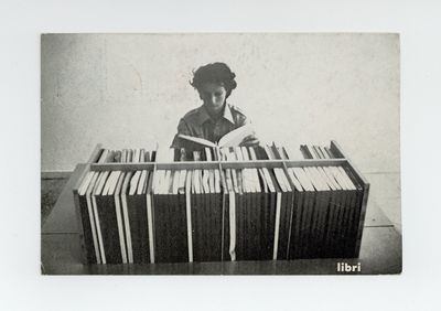 Postcard invitation: libri originali 1972-77 (opens 14 March 1978)