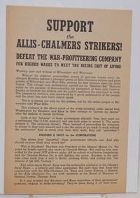 image of Support the Allis-Chalmers strikers! Defeat the war-profiteering company, for higher wages to meet the rising cost of living!