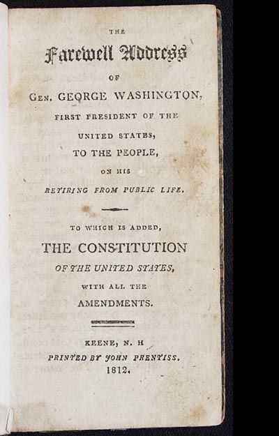 The Farewell Address of Gen. George Washington, First President of the ...