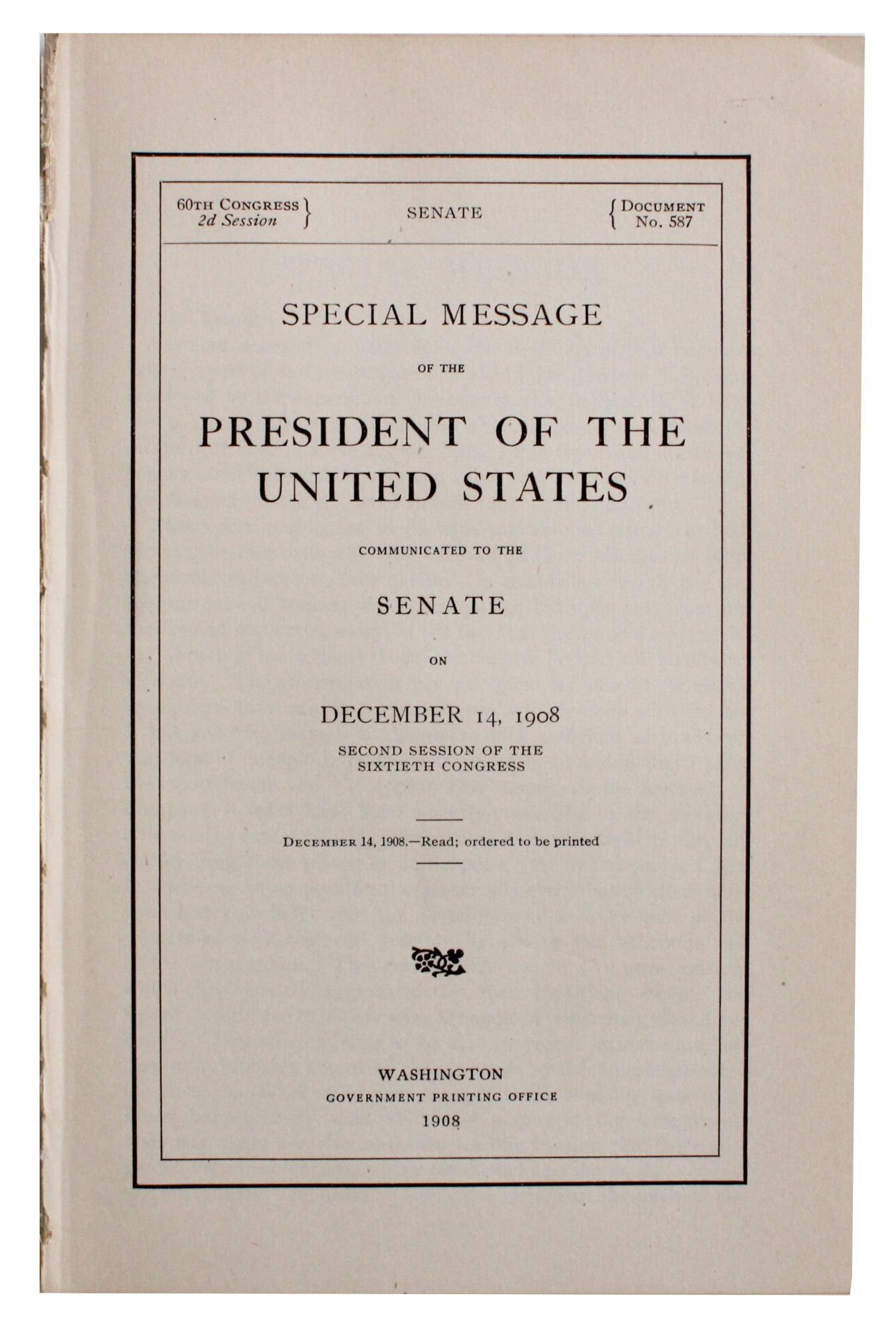 Special Message of the President of the United Sta