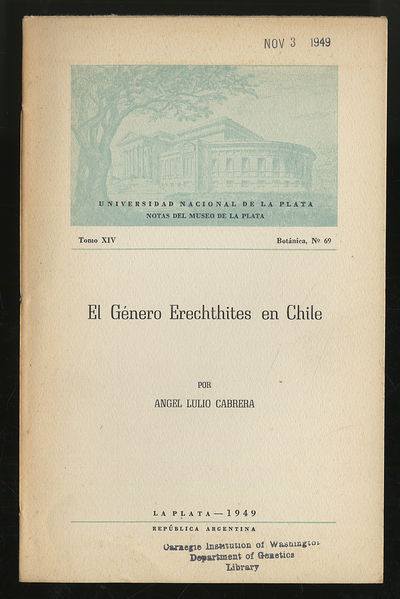 La Plata, Argentina: Museo De La Plata, 1949. Softcover. Very Good. First edition. Tomo XIV, Botanic...