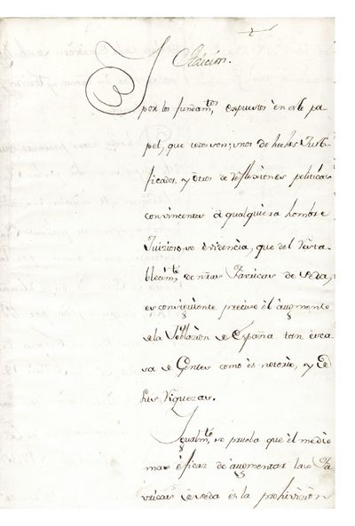 Manuscript on paper entitled “Adicion,” containing an edict by Philip V. 8 unnumbered leaves