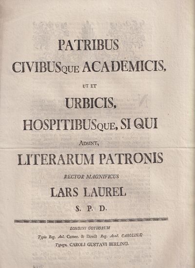 Patribus civibusque academicis, ut et urbicis,…