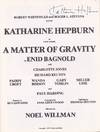 Presentation program for "A Matter of Gravity" by Enid Bagnold, NY, 1976