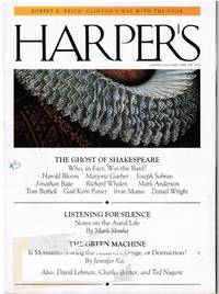 cover of HARPER'S: WHO WAS SHAKESPEARE?, MONSANTO, CLINTON & THE POOR