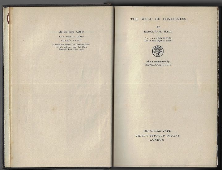 The Well of Loneliness by Radclyffe Hall - First Edition - 1928 - from