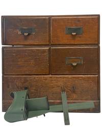 Antique Underwood & Underwood Boxed Set: Stereo Viewer and Cards with Wood Cabinet of Drawers, Including Cards Depicting Palestine, Italy, Switzerland and the Alps, etc