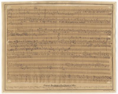 Oberon. Autograph musical manuscript working score of the complete chorus and ballet, number 21 from the third act of the opera. Ca. 1826