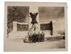 African American civil right activist posed in front of Civil War monument