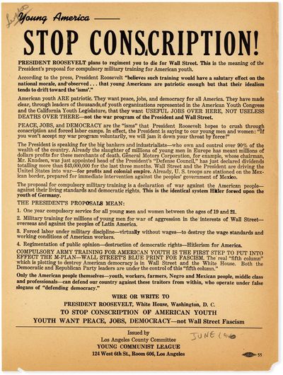 Broadside: Young America - Stop Conscription!