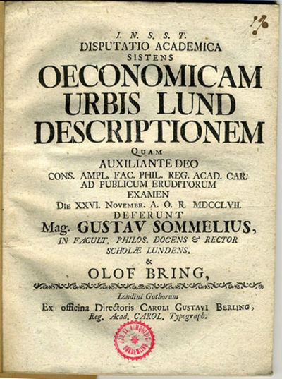 Disputatio academica sistens oeconomicam urbis…