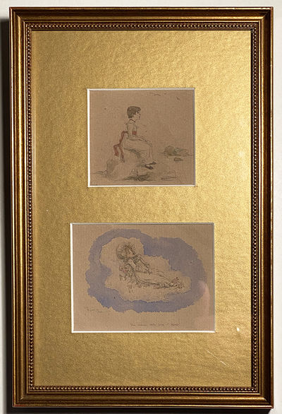 GREENAWAY (Kate) MINIATURE Artwork, circa 1885-1895. Original pencil and watercolor drawings on tone...