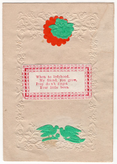 England, 1860. Very good. Toning, light water stain to right-hand edge.. A sweet 16mo valentine made...