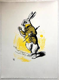 The White Rabbit looking at his watch, in yellow - Print (Signed)