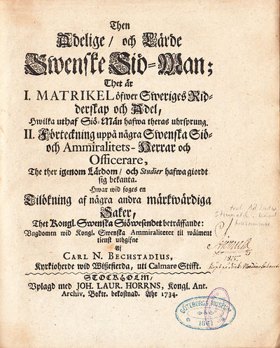 Then adelige, och lärde swenske siö-man; thet är…