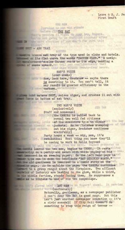 The Bat". Screenplay
