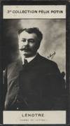 Photographie de la collection Félix Potin (4 x 7,5 cm) représentant : Lenotre, homme de lettres. Début XXe. Vers 1900.