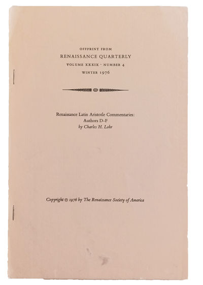 Renaissance Latin Aristotle Commentaries: Authors D-F.