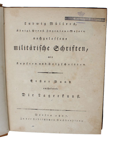 Nachgelassene militärische Schriften, mit Kupfern und Holzschnitten. 2 Bde. (1. Die Lagerkunst - 2. Die Terränlehre). (photo 3)