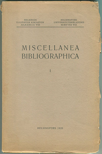 Miscellanea bibliographica. I.