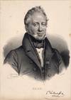 Lithographed portrait of Roux by Delpech after the drawing by Mauer