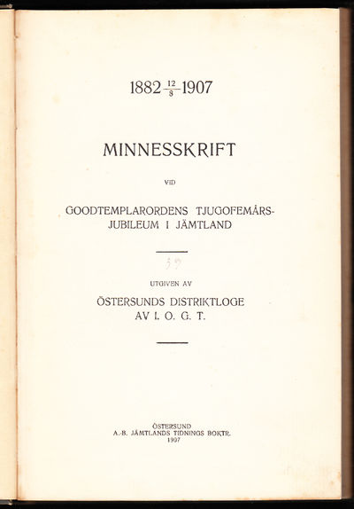 Minnesskrift vid Goodtemplarordens…