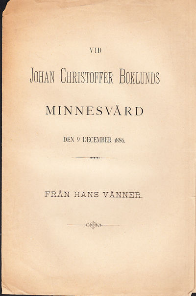 Vid Johan Christoffer Boklunds minnesvård den 9…