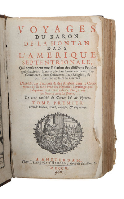 Voyages Du Baron Lahontan Dans L'Amérique Septentrionale. Seconde édition, revuë, corrigée & augmentée. 2 vols (+) Suite du voyage, de l'Amérique ou Dialogues de Monsieur le baron de Lahontan et d'un sauvage dans l'Amérique. (photo 3)