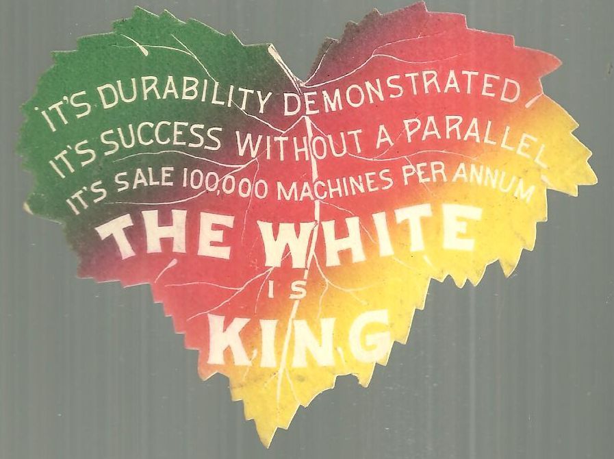 VICTORIAN DIE CUT LEAF TRADE CARD FOR WHITE SEWING MACHINE