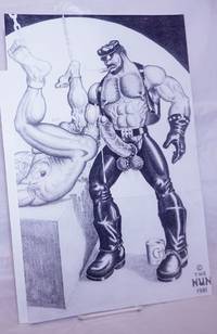 image of Poster of Leatherman/Biker in Chaps fisting a bound nude man with can of Crisco at feet #7/10