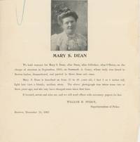 Partial 1905 Wanted Poster for Mary S. Dean, Charged with Providing an Illegal Abortion to a Murdered Woman