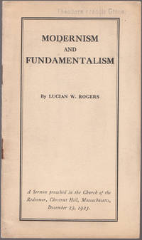 image of A 1923 Sermon by Lucian W. Rogers , Modernism and Fundamentalism
