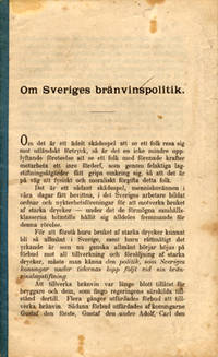 Om Sveriges bränvinspolitik.