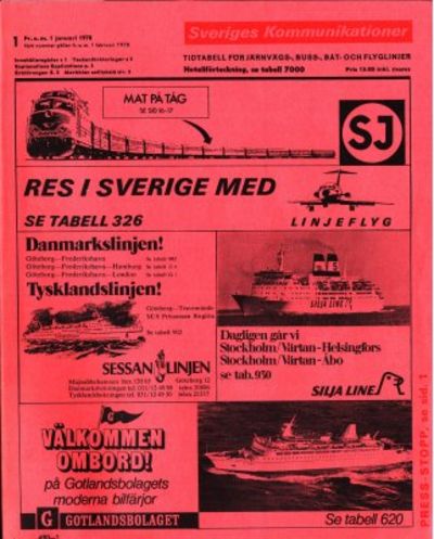 Sveriges kommunikationer. Tidtabell för…