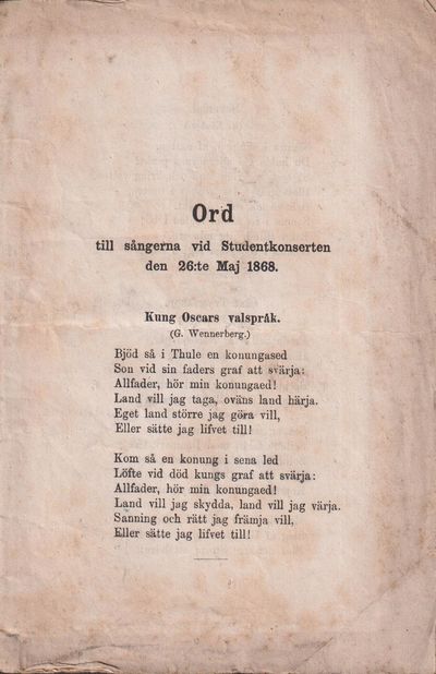 Ord till sångerna vid studentkonserten den 26:te…