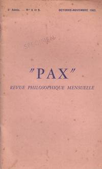 PAX. revue maçonnique mensuelle. n° 8/9