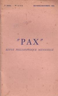 PAX. revue maÃ§onnique mensuelle. nÂ° 8/9 by Brody  RomÃ©o  Bily - 1962