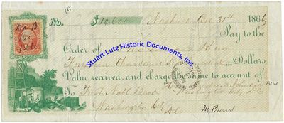 President Andrew Johnson Endorses A Check Related To Loans Made When He Was Military Governor Of Tennessee In 1862; It Has Rare Presidential Handwriting